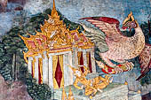 Bangkok Wat Pho, mural paintings of the vhian of the Reclining Buddha. 